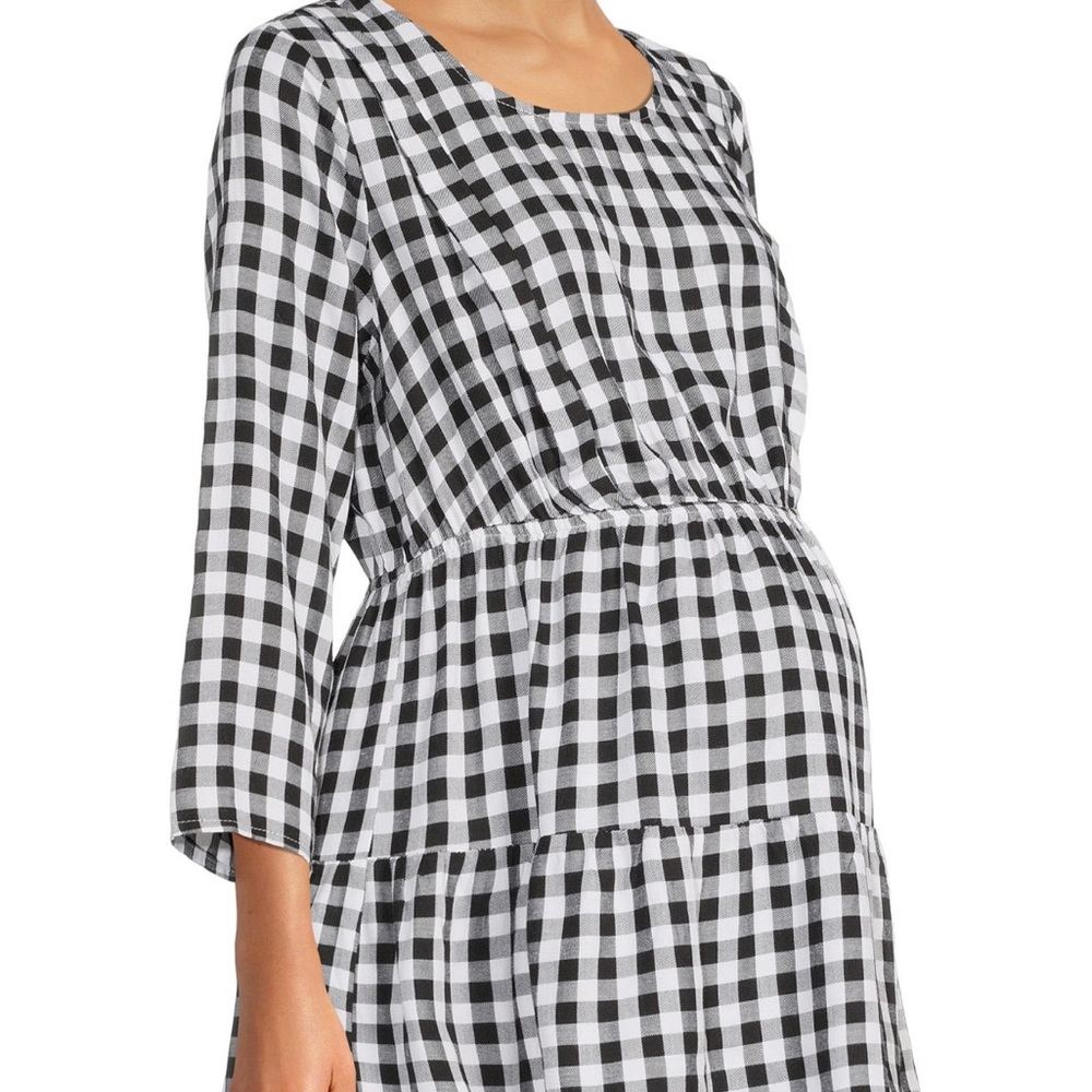 Time and Tru Buffalo Check Tiered Blouse